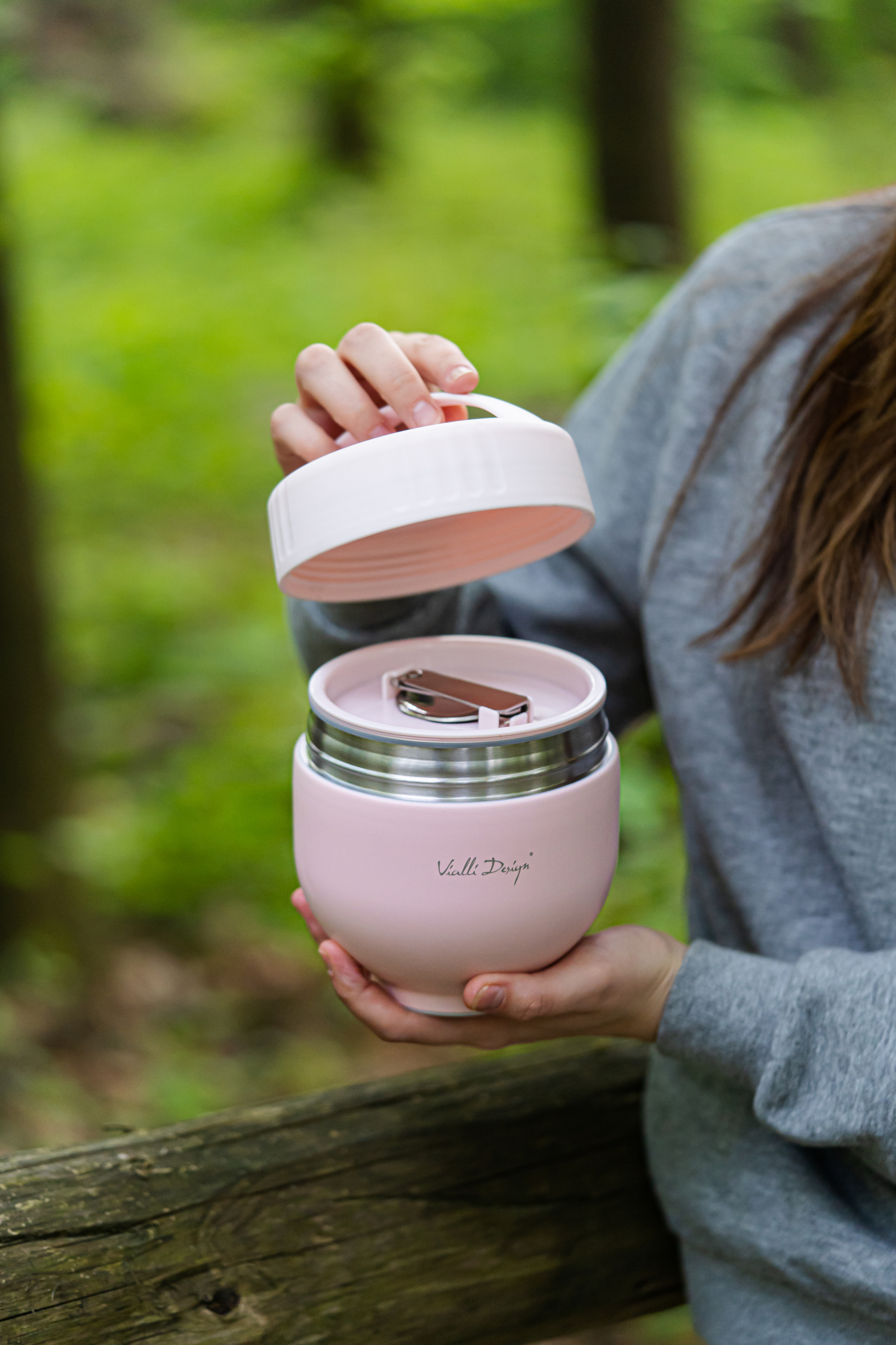 Termos z pojemnikiem i łyżką 680 ml różowy - obrazek 7