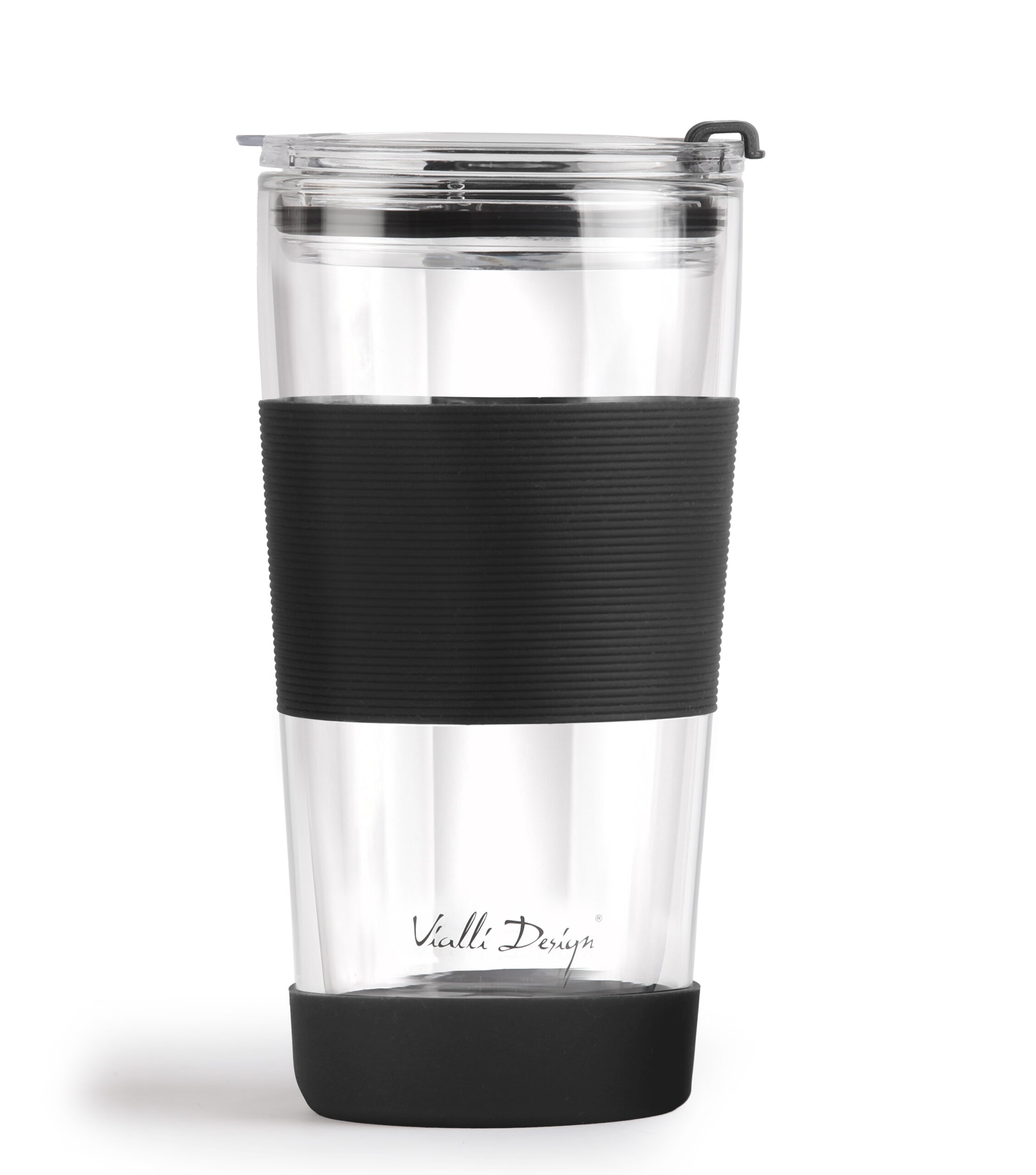 KUBEK TERMICZNY SZKLANY ZE SŁOMKĄ 600 ML czarny