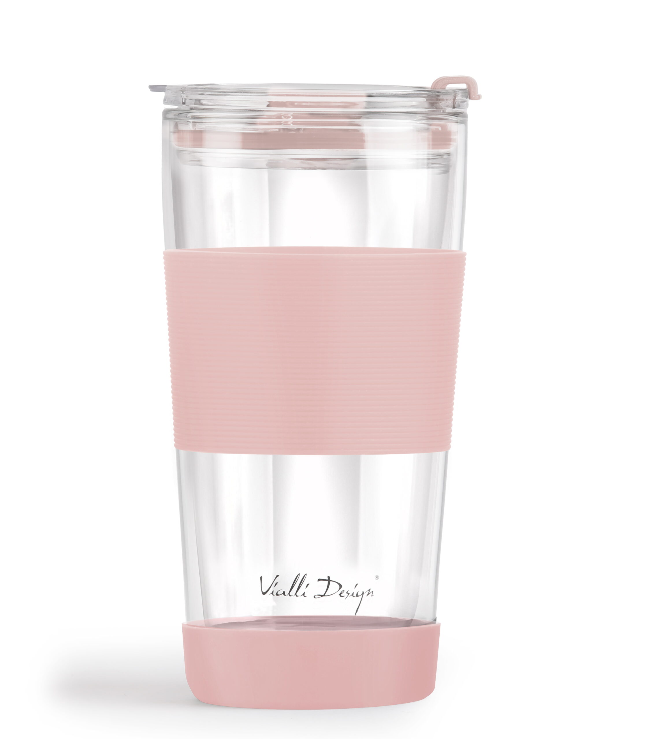 KUBEK TERMICZNY SZKLANY ZE SŁOMKĄ 600 ML różowy