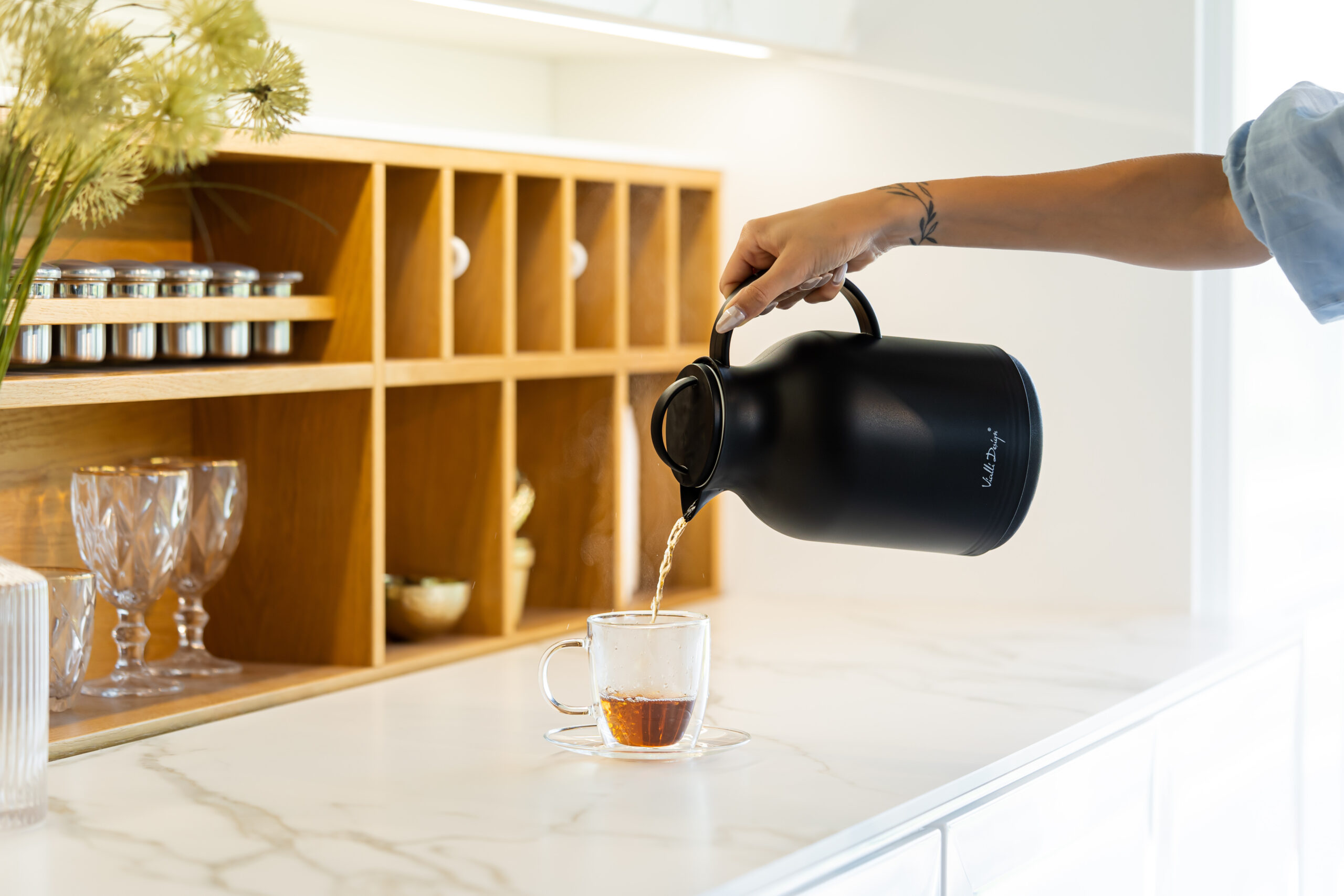 TERMOS ZE SZKLANYM WKŁADEM 1L czarny - obrazek 3